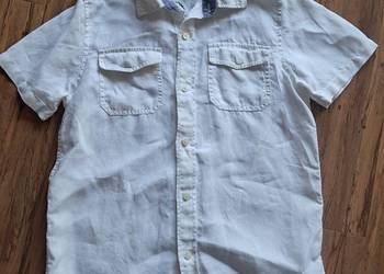 lniana biała koszula z krótkim rękawem zara kids na wzrost 152 stan BDB