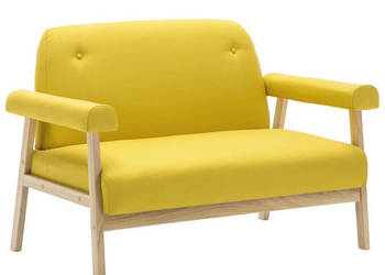 Sofa 2-osobowa tapicerowana tkaniną żółta WM-246652