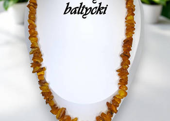 Korale z bursztynu, bursztyn bałtycki surowy odkorowany długi 74 cm #746