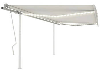 Ręcznie zwijana markiza z LED 4x35 m kremowa WM-3070022