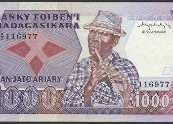 MADAGASKAR 1000 FRANKÓW 1983 - STAN BANKOWY UNC -