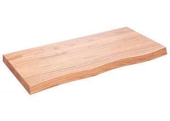 Blat do stołu jasnobrązowy 100x50x(2-6)cm lite drewno dębowe WM-3156367