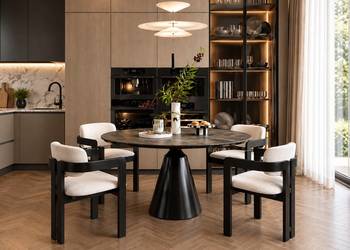Nowoczesny Stół Okrągły OSLO Czarny Marmur Designerski Glamour Loft