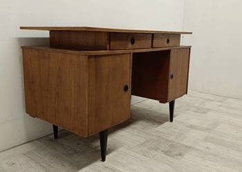 biurko PRL  dwustronne vintage design z szufladami