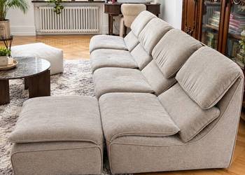 Modułowa sofa vintage w jasnym odcieniu beżu DOSTAWA GRATIS