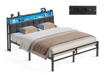 Łóżko 160×200 Led ze stelażem i USB nowe