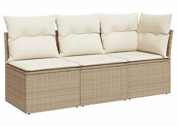 vidaXL Sofa ogrodowa z poduszkami, 3-osobowa, beżowa,(SKU:366076)