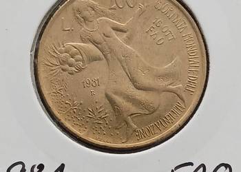 200 Lirów Włochy 1981 r. -FAO 200 Lirów Włochy 1981 r. -FAO