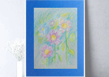 kwiaty rysunek 30x40, obraz z kwioatkami, ogród rysunek A3