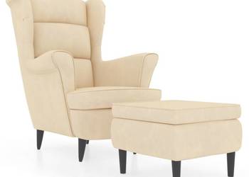 vidaXL Fotel uszak z podnóżkiem, kremowy(SKU:3115940)