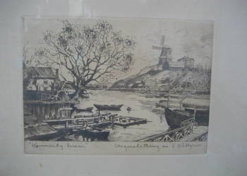 Litografia Ernst Hellgreen Hammarby Kvarn . Oryginal ,