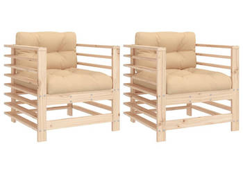 Fotele ogrodowe z poduszkami 2 szt. lite drewno sosnowe WM-825674