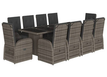 11-cz. zestaw mebli do ogrodu z poduszkami szary rattan PE WM-3277606