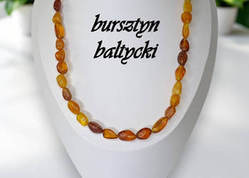 Korale z bursztynu, bursztyn bałtycki bryłki koniak cytryna #813
