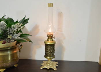 piękna cynowa LAMPA NAFTOWA stara