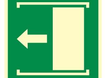 Naklejka BHP przesunąć z lewej aby otworzyć AE034