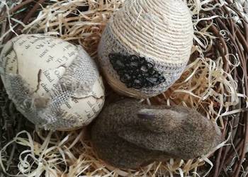 Dwa jajka handmade Wielkanoc i zajączek