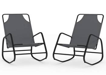 Leżaki bujane, 2 szt., szare, stal i tworzywo textilene（SKU:318141）