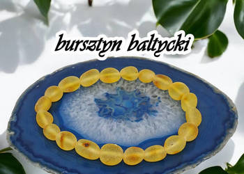 Bransoletka z bursztynu, bursztyn bałtycki fasolki matowe cytrynowe #317