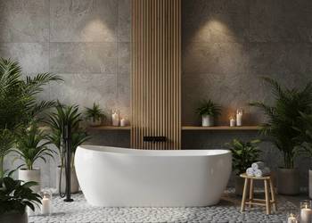 Melania — biała wanna wolnostojąca 170 cm (plug & play)