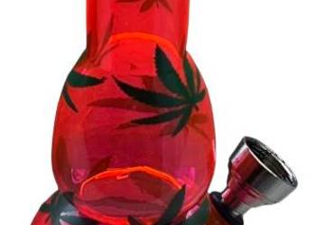 Bongo Akrylowe Fajka Wodna Pomarańczowa z Zielonymi Listkami 16cm