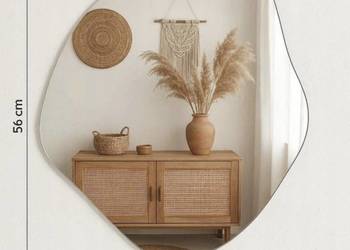 Lustro nieregularne asymetryczne 49x56 cm – organiczne BOHO, szlif poler