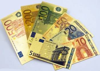 8 x Złoty Banknot Euro 5 10 20 50 100 200 500 1000 Złoto 24