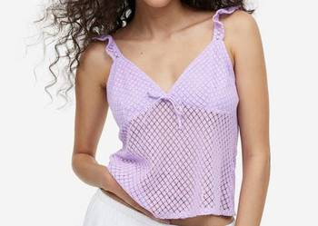 top bluzka koszulka H&m siatka siateczka xxs 32