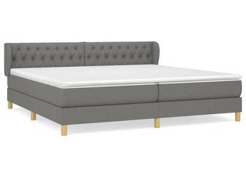 Łóżko kontynentalne z materacem ciemnoszara tkanina 200x200 cm WM-3127070