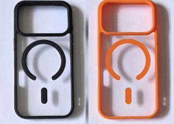 Etui/case przezroczyste pomarańczowe i czarne z MagSafe na iPhone'a 17 pro