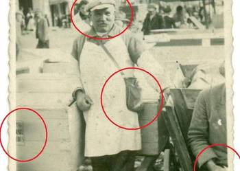 Rynek sprzedawca piekarz? stolarz skrzynie lata 40-te?