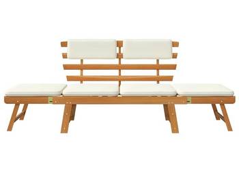 vidaXL Ławka ogrodowa z poduszkami, 2w1, 190 cm(SKU:42647)