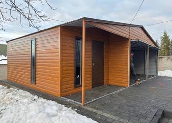 Garaż blaszany 9x6 drewnopodobny okna fix producent 4x6 6x6 7x6 3x5 5x5 8x6