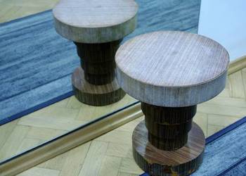Taboret stojak podstawka drewno okleina plastry piramida masywny