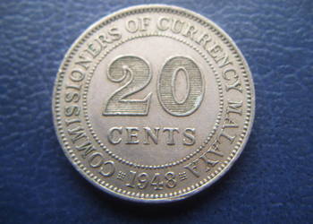 Stare monety 20 cent 1948 Malaje