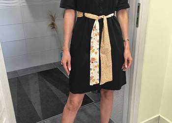 Czarna biurowa sukienka szmijzerka H&M bawełna