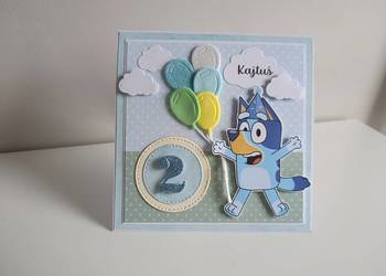 Kartka urodzinowa urodziny ręcznie robiona Bluey