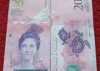 WENEZUELA 20 Bolivarów ŻÓŁW Kolekcjonerski Banknot 1 szt UNC