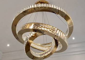Żyrandol złoty kryształowy glamour ring, lampa wisząca