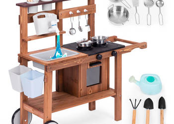 Kuchnia błotna outdoor dla dzieci z akcesoriami drewno jodłowe ECOTOYS