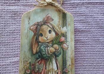 Ozdobna deseczka do powieszenia, rękodzieło, decoupage