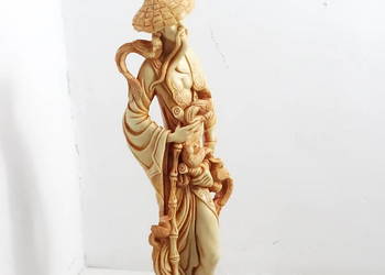 Duża Figura Orientalna Mędrzec Chiński Rzeźba Vintage Loft