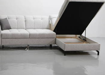 TNG Narożnik z funkcją spania pojemnik regulowane zagłówki jasno szary