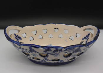 Koszyczek Delft Blue | Ażurowy / Serduszka | Ceramika Holenderska