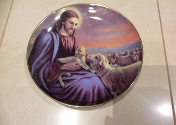 Talerz Porcelanowy Religijny Ozdobny Jezus,Owieczki, na Ściane-NRD GDR