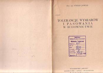 (1723) TOLERANCJA WYMIARÓW I PASOWANIA W BUDOWNICTWIE