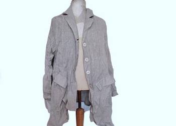 Lniany płaszcz artystyczna tunika narzuta oversize XXL