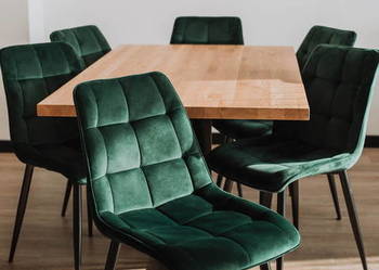 Stół Loftowy SANTOS 250x100cm + 6 krzeseł Loftowych CHIC VELVET