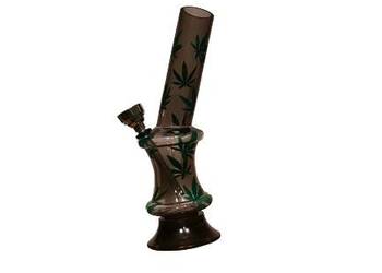 Fajka Wodna Akrylowa Bongo z Motywem Listków Marihuany
