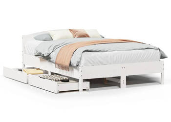 Rama łóżka bez materaca biała lite drewno sosnowe 135x190 cm WM-3301837